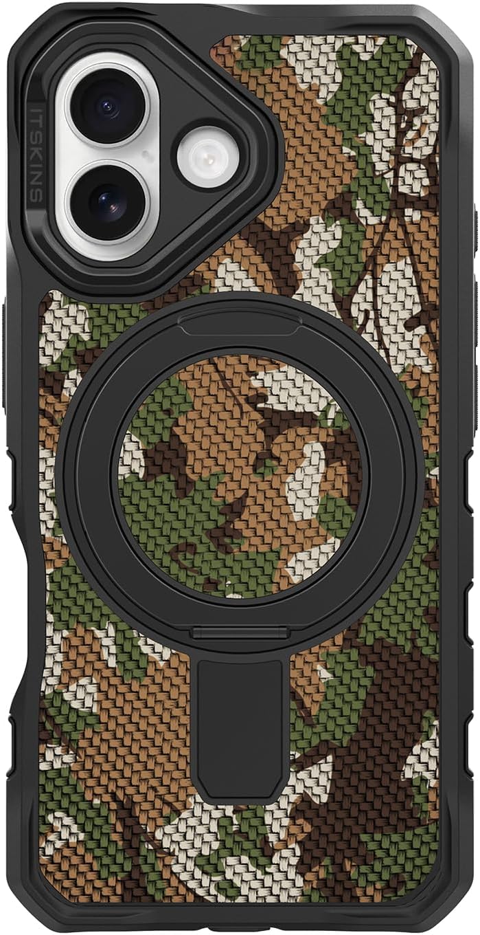 ITSKINS | Supreme_R Stand Nylon MagSafe Case  for iPhone 17 -  Camouflage Green | AP7NFONYLCAMG
