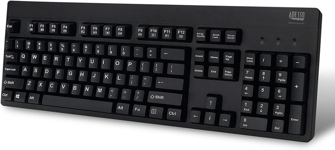 Adesso | Waterproof Anti Microbial Wired USB Keyboard - Black | AKB-630UB