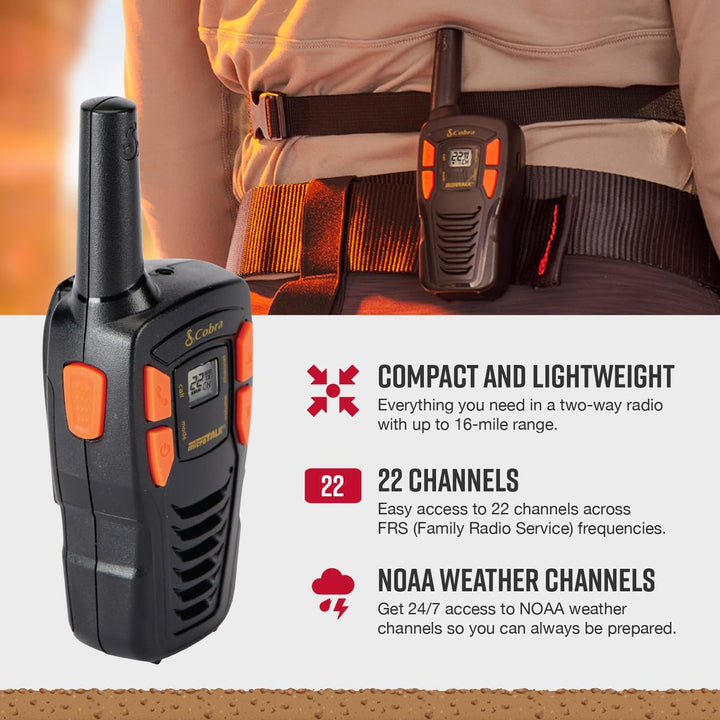Cobra | 16-Mile Range Two-Way Radio Walkie Talkies 2 Pack | ACXT145