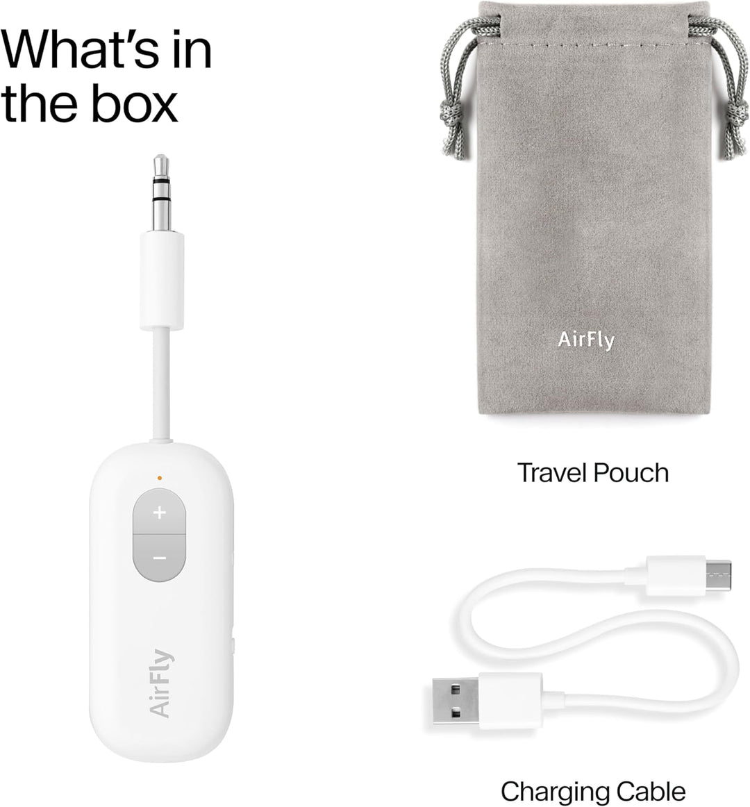 Twelve South | AirFly SE Bluetooth Wireless Audio Transmitter for AirPods/Wireless or Noise-Cancelling Headphones - White | TS-2516