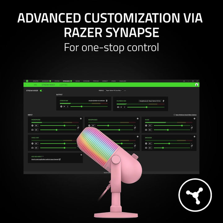 Razer | Seiren V3 Chroma RGB USB Microphone Stream & Game Reactive Lighting - Quartz Pink| RZ19-05060300-R3U1