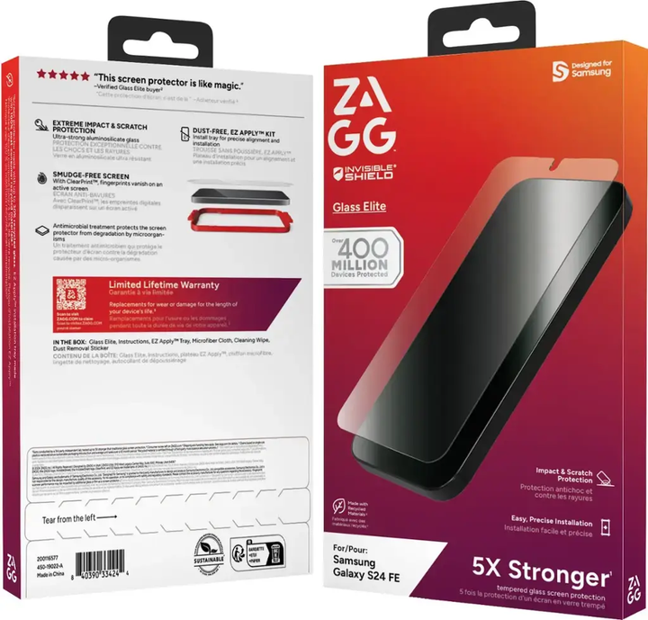 ZAGG | InvisibleShield Glass Elite Screen Protector Samsung Galaxy S24 FE | 15-13624