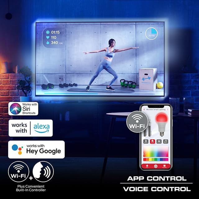Monster | TV Backlight LED Light Strip with HDMI 16 RGBIC Strip TVs 85" Using HDMI | MNW7-2003-ICM