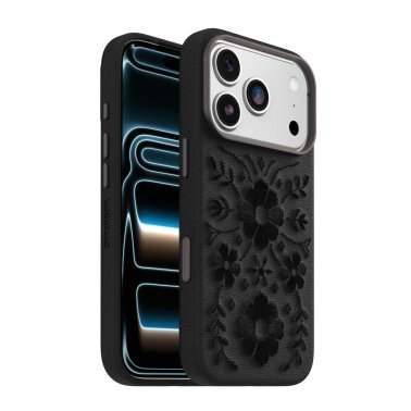 Otterbox | Symmetry Cactus Leather iPhone 18 Pro/17 Pro Embroidery MagSafe Case - Ink Blossom | 77-000493