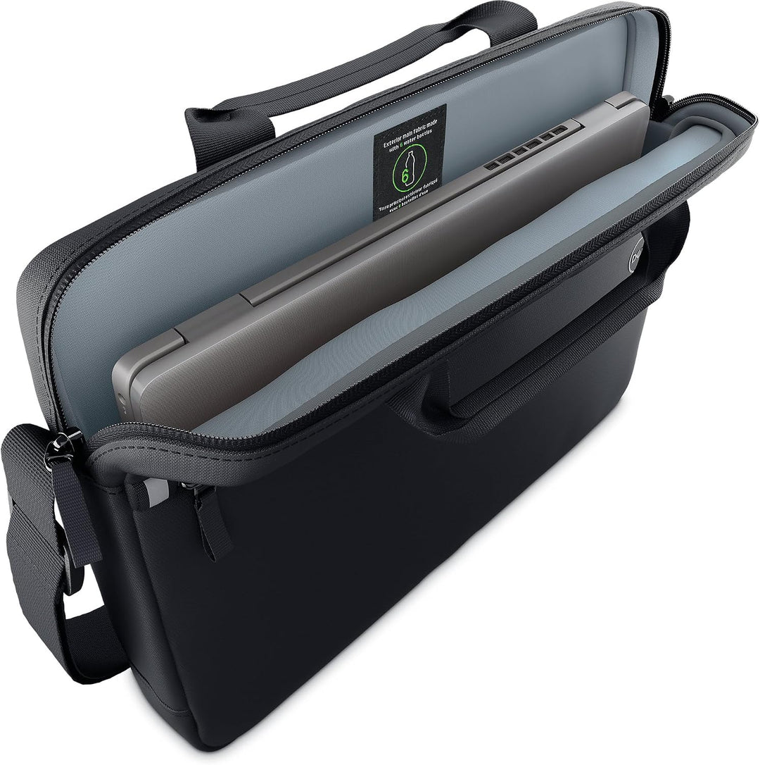 Dell |  EcoLoop Essential Briefcase - CC3624 - Zippered Front Pocket Luggage Pass-Through Lightweight with Adjustable Shoulder Strap - Black | CC3624