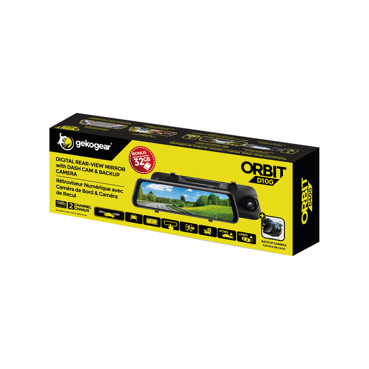 myGEKOgear | Oribit D100 10in. Rearview Mirror 1080P Dash Camera and Back Up Camera | 15-12815