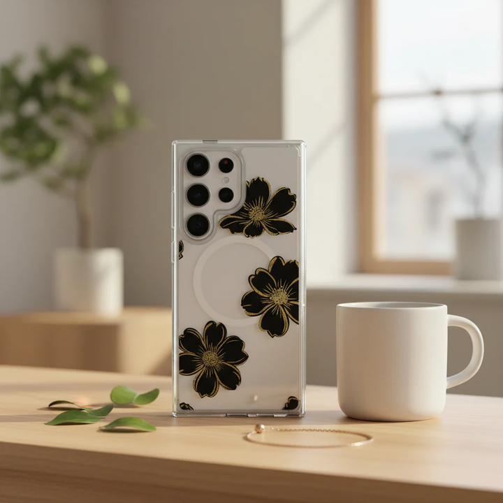 Caseco | Case for Samsung S26 Ultra -  Black Flower | ED24F4-BF