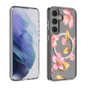 Caseco | Clear Design Case Samsung S24 - Pink Wildflower | ED24C1-00FW