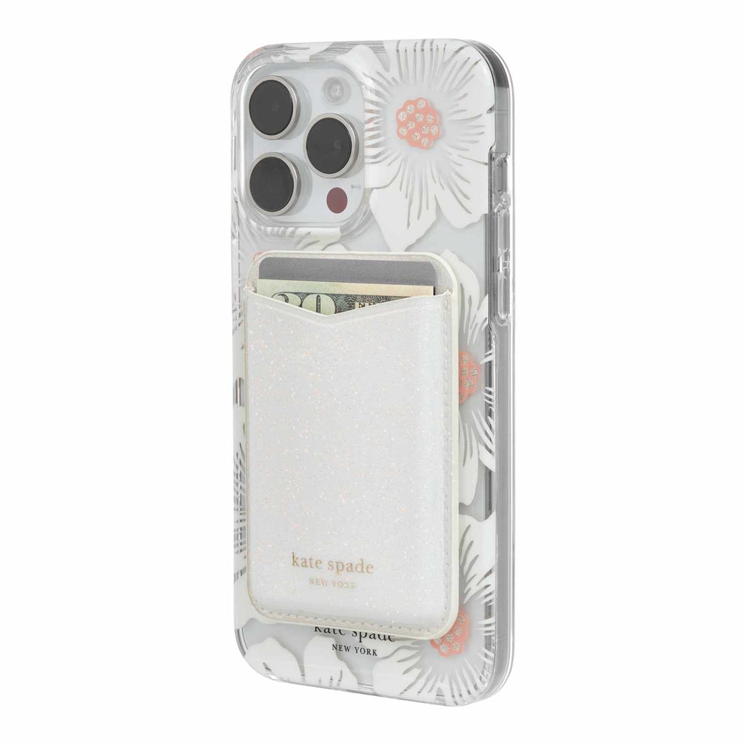 Kate Spade NY | Magnetic Wallet Compatible w/MagSafe - White Glitter |  15-14179