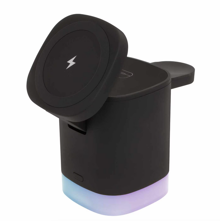 Helix | Lucid Charge LED 3-in-1 Wireless Charging MagSafe LED Valet - Black | 116-0165