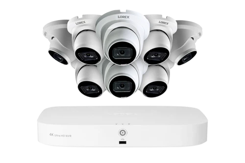 Lorex | Fusion Series 4K Camera Capable 4 Cameras - 2TB Wired NVR System with A14 IP Dome Cameras - White | N4K2-84WD-6