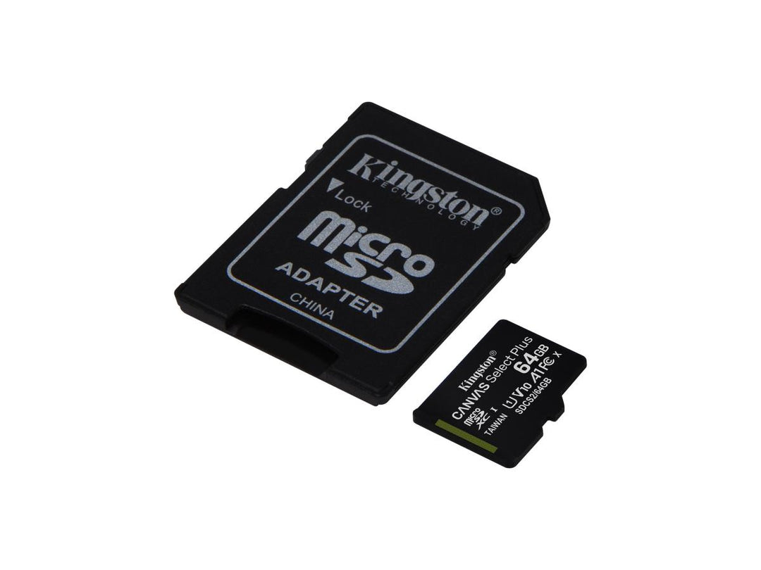 //// Kingston | Canvas Select Plus 64GB UHS-I microSDXC Memory Card with SD Adapter |  DCS2/64GB-2P1ACR
