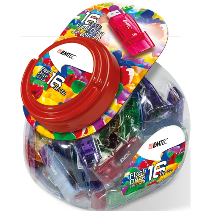 Emtec | Candy Jar USB2.0 C410 16GB  80 PCS - Asstd Colors | ECMMD16GC410JAR80