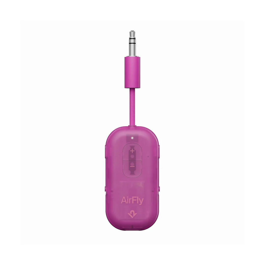 Twelve South | AirFly Pro 2 Bluetooth Adapter for Airplane Pair - Translucent Fuchsia | TS-2614