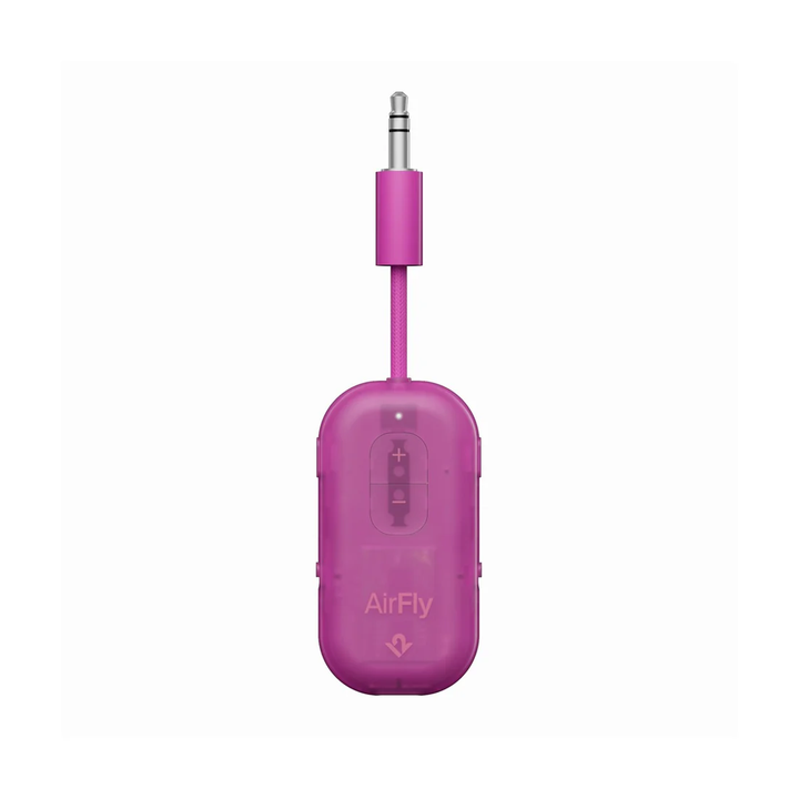 Twelve South | AirFly Pro 2 Bluetooth Adapter for Airplane Pair - Translucent Fuchsia | TS-2614