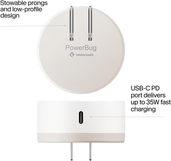 Twelve South | PowerBug US - White/Dune | TS-2541