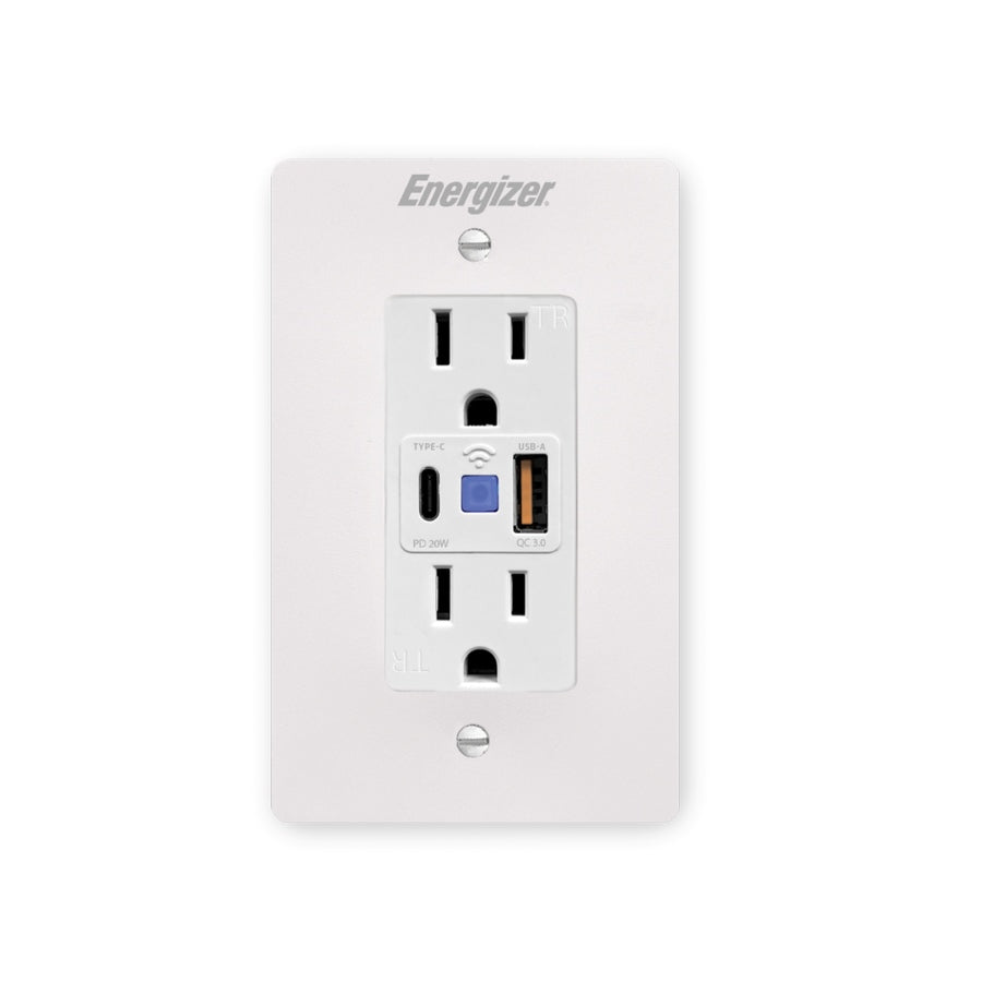 Energizer | Outlet Smart In-Wall USB C&A | EWO32005WHT