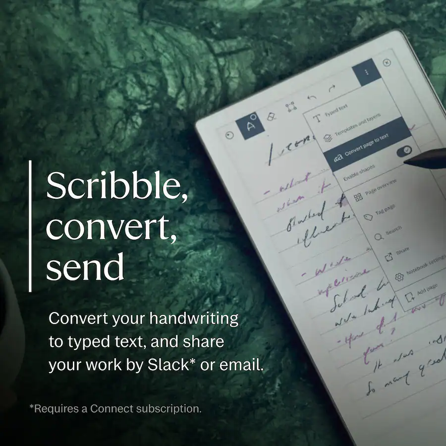 reMarkable | Paper Pro Move 7.3" 64GB Paper Tablet with Marker Plus Pen & Poly Folio Case - Basalt |  RM91A-1001NW