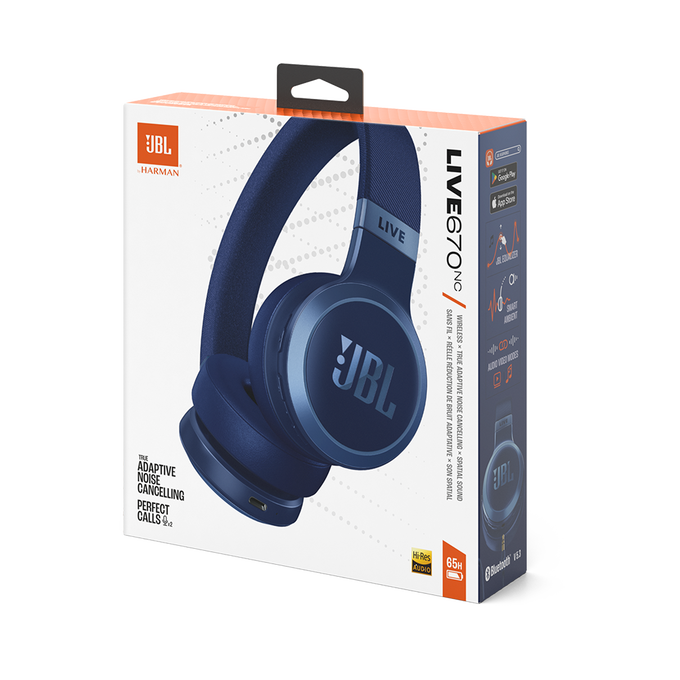 JBL | Live 670NC Wireless On-Ear True Adaptive Headphones - Blue | JBLLIVE670NCBLUAM