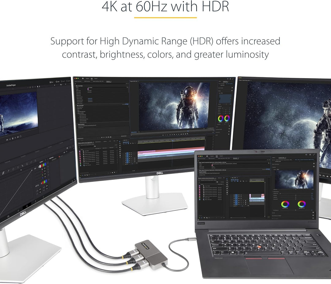 StarTech | USB-C to Triple HDMI MST Hub for 3x 4K 60Hz Displays - Space Gray | MST14CD123HD