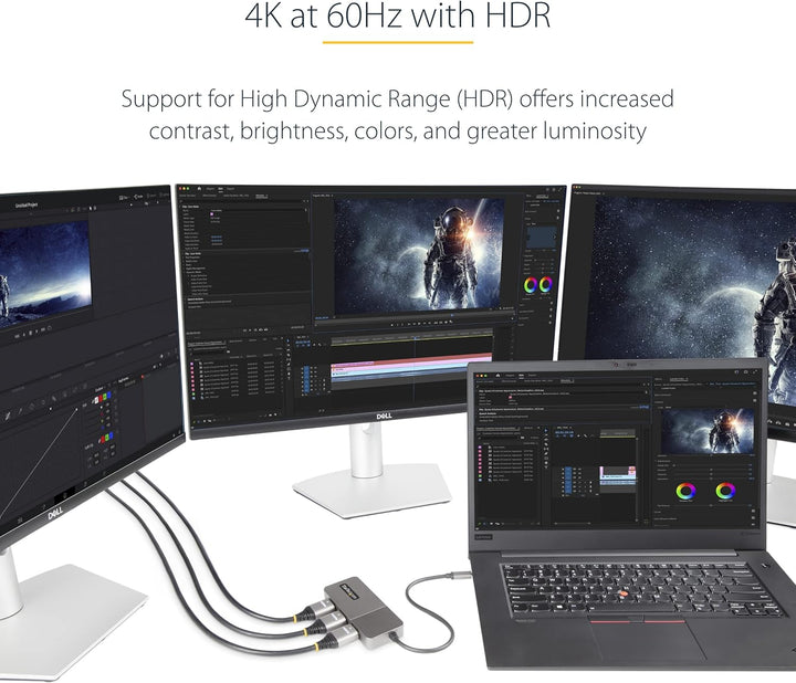 StarTech | USB-C to Triple HDMI MST Hub for 3x 4K 60Hz Displays - Space Gray | MST14CD123HD