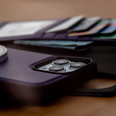 Caseco | 5th Ave MagSafe Wallet Case iPhone 14 Pro Max Vegan Leather - Purple | C3199-11