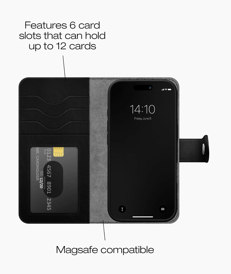 Ideal of Sweden | Magnet+ Wallet MagSafe Case iPhone 16 - Black | 120-8927