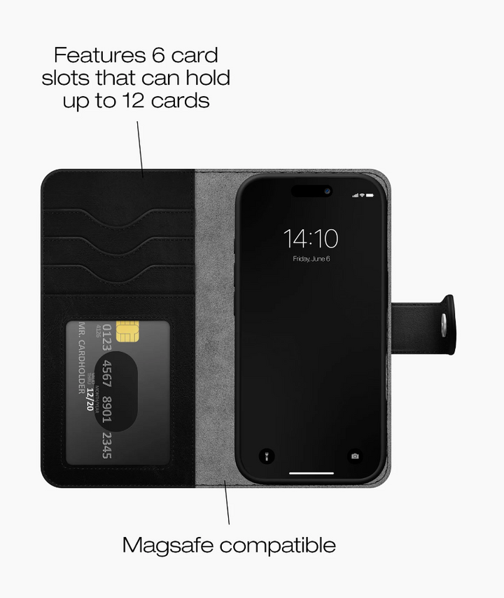 Ideal of Sweden | Magnet+ Wallet MagSafe Case iPhone 16 - Black | 120-8927