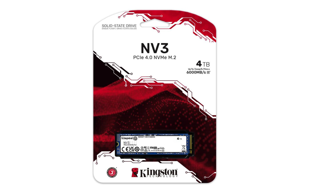 Kingston | SSD 4TB NV3 M.2 2280 PCIe4.0 NVMe Retail | SNV3S/4000G