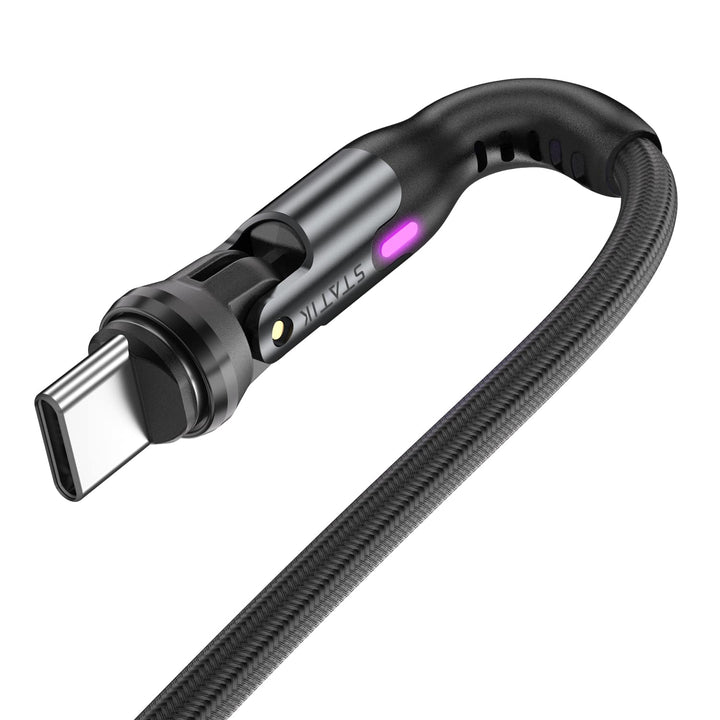 Statik | PowerPivot Nylon Braided 3ft Cable USB-C to USB-C - Black | PUP-0455-3FT-CC