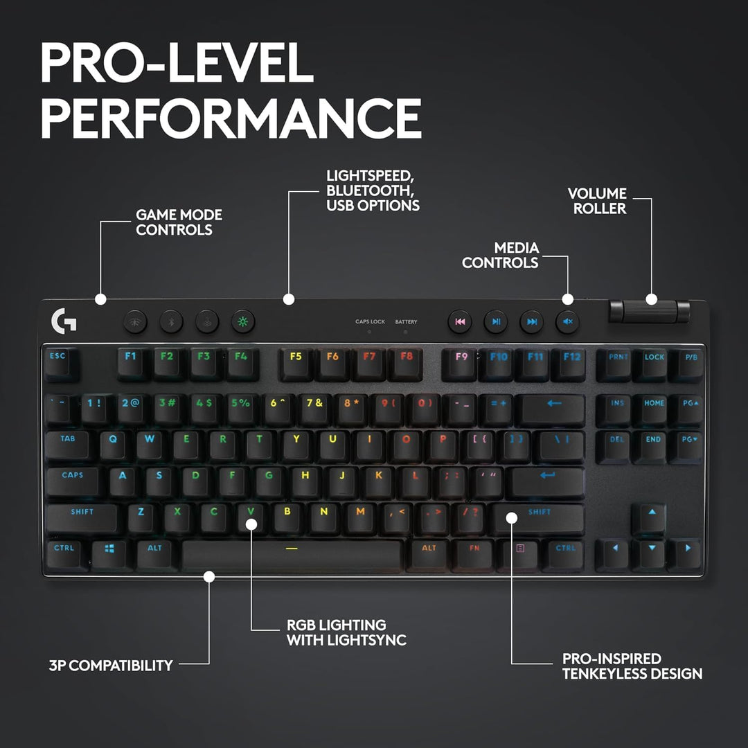 Logitech | G PRO X Tenkeyless Rapid Backlit RGB Magnetic Analog Switches Gaming Keyboard - Black | 920-012127