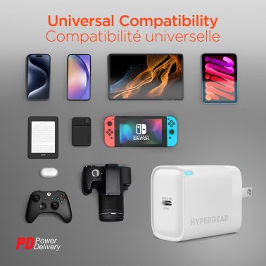 Hypergear | Wall Charger Hub w/LED USB-C PD 20W - White | 16287HIT