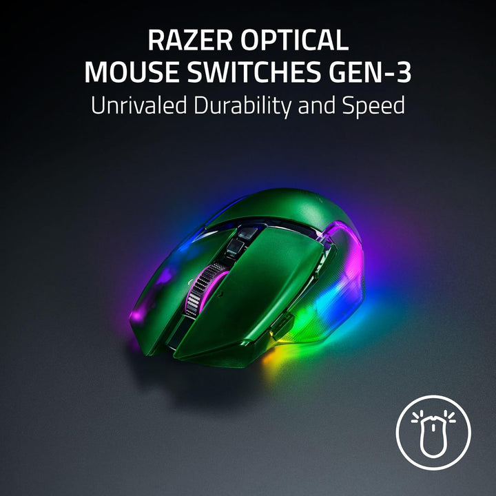 Razer | Basilisk V3 Pro 35K Wireless Gaming Mouse: HyperScroll Tilt Wheel - Phantom Green Edition | RZ01-05240300-R3U1