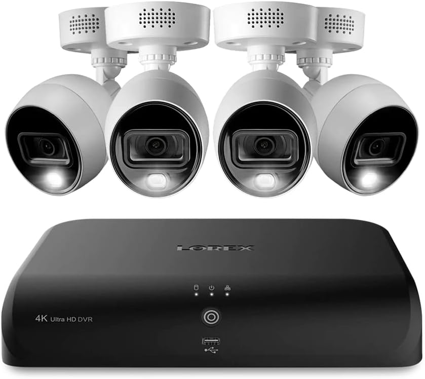 Lorex | Fusion 4K 12 Camera Capable (8 Wired + 4 Wi-Fi) 2TB Wired DVR System with Active Deterrence Bullet Cameras | D4K2AD-86-C883-2