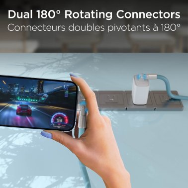 HyperGear | Rugged Cable w/Rotating Connectors USB-C to USB-C Chunky 180 6FT 180cm 100W - Blue | 16344