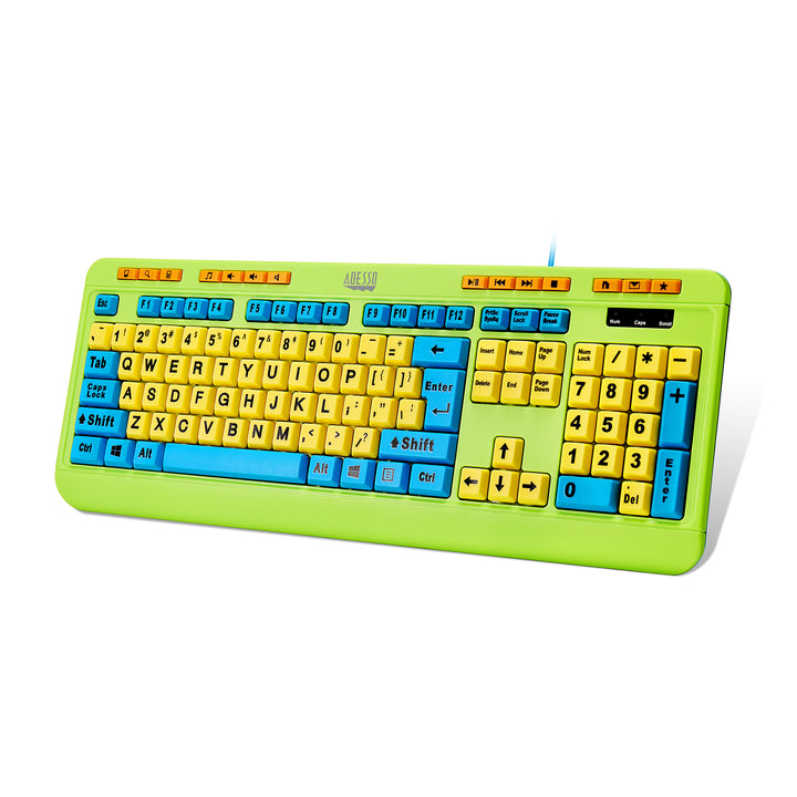 Adesso | Antimicrobial Desktop Multimedia Keyboard & Mouse Combo for Kid | AKB-132DB