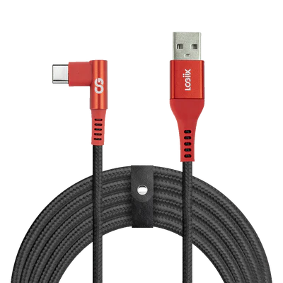 LOGiiX | Piston Connect XL 90 USB-A to USB-C cable - Red/Black | LGX-13738
