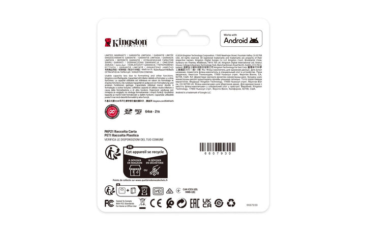 Kingston | Canvas Select Plus Gen3 64GB microSDXC Memory Card with Adapter | SDCS3/64GB