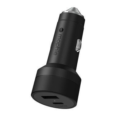 Mophie | Dual USB-A 12W + USB-C 30W Car Charger 42W - Black | 15-11428