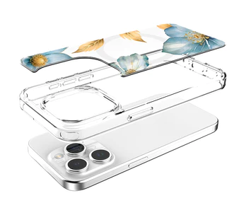 Caseco | Clear Design Case iPhone 15 Pro - Blue Wildflower | ED24B3-00FV
