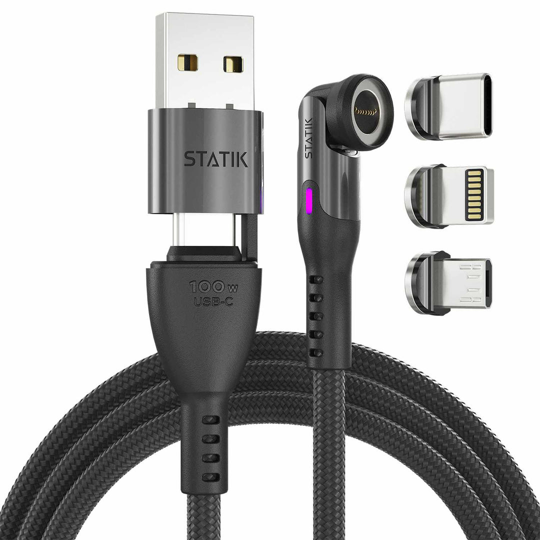 Statik | 360 Pro Universal Magnetic Charge/Sync Cable 6.6 ft - Black | PUP05206FTCA