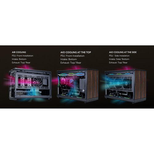 Lian-LI | CS Front Panel Mini Tower MicroATX Chassis - Black Wood | A3-MATX-WD BLACK