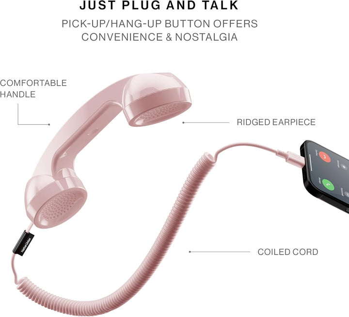 Native Union | POP Phone Retro Telephone Handset with Mic & Speaker, USB-C for iPhone, iPad, Laptop, Tablet - Candy | POP-P-CDY