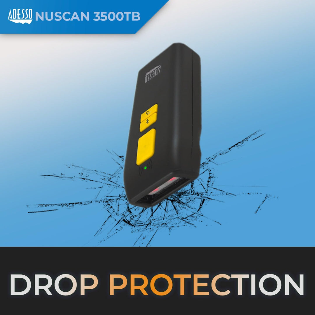 Adesso | NuScan 3500TB Bluetooth Antimicrobial Waterproof 2D Barcode Scanner | NUSCAN 3500TB