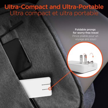 HyperGear | Ultra-Slim Dual Port USB-C Wall Travel Charger w/ Folding Prongs 65W | 16131