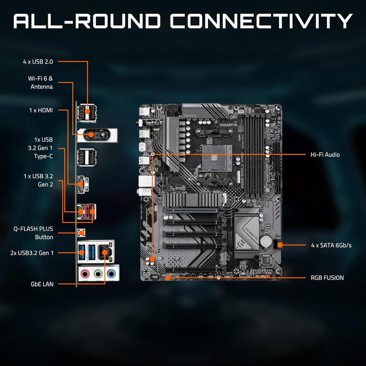 Gigabyte | B550 Eagle WIFI6 Motherboard 1xPCIe 4.0 + 1xPCIe 3.0 M.2, 1GbE LAN, WiFi 6, USB 3.2 Gen 2 | B550 EAGLE WIFI6
