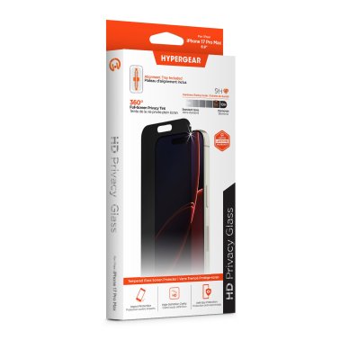 HyperGear | 4-way Privacy Glass Screen Protector iPhone 17 Pro Max/ 16 Pro Max w/Installation Applicator Tray | 16455