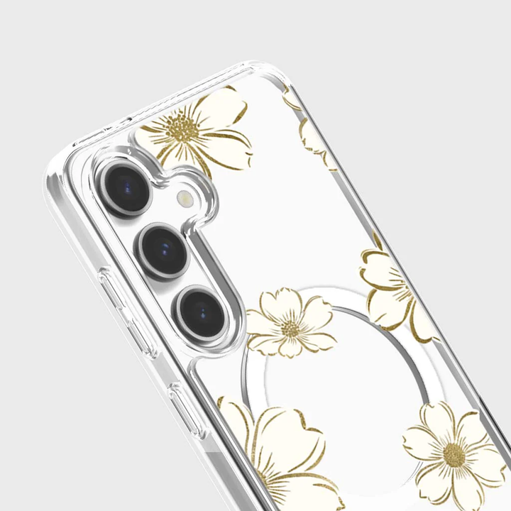 Caseco | Gold Floral Clear Design Case with MagSafe Samsung S25 - Clear | ED24D6-GFL