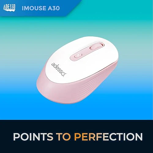 Adesso | iMouse A30 Wireless Mouse with AI Copilot Button 2.4GHz USB Dongle 1200 DPI Left and Right Hand Design - Pink | IMOUSE A30P