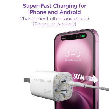 HyperGear | Charging Kit with Travel Pouch USB-C PD 30W - Floral | 16235